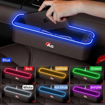 Gm המושב תיבת אחסון עם אווירה אור עבור אאודי A5 המכונית מושב ניקוי ארגונית למושב USB לטעינה אביזרי רכב
